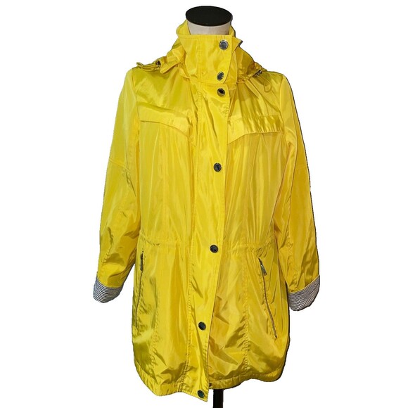 London Fog Women's Rain Coat Parka size L Yellow Preppy Old Money - Picture 1 of 14
